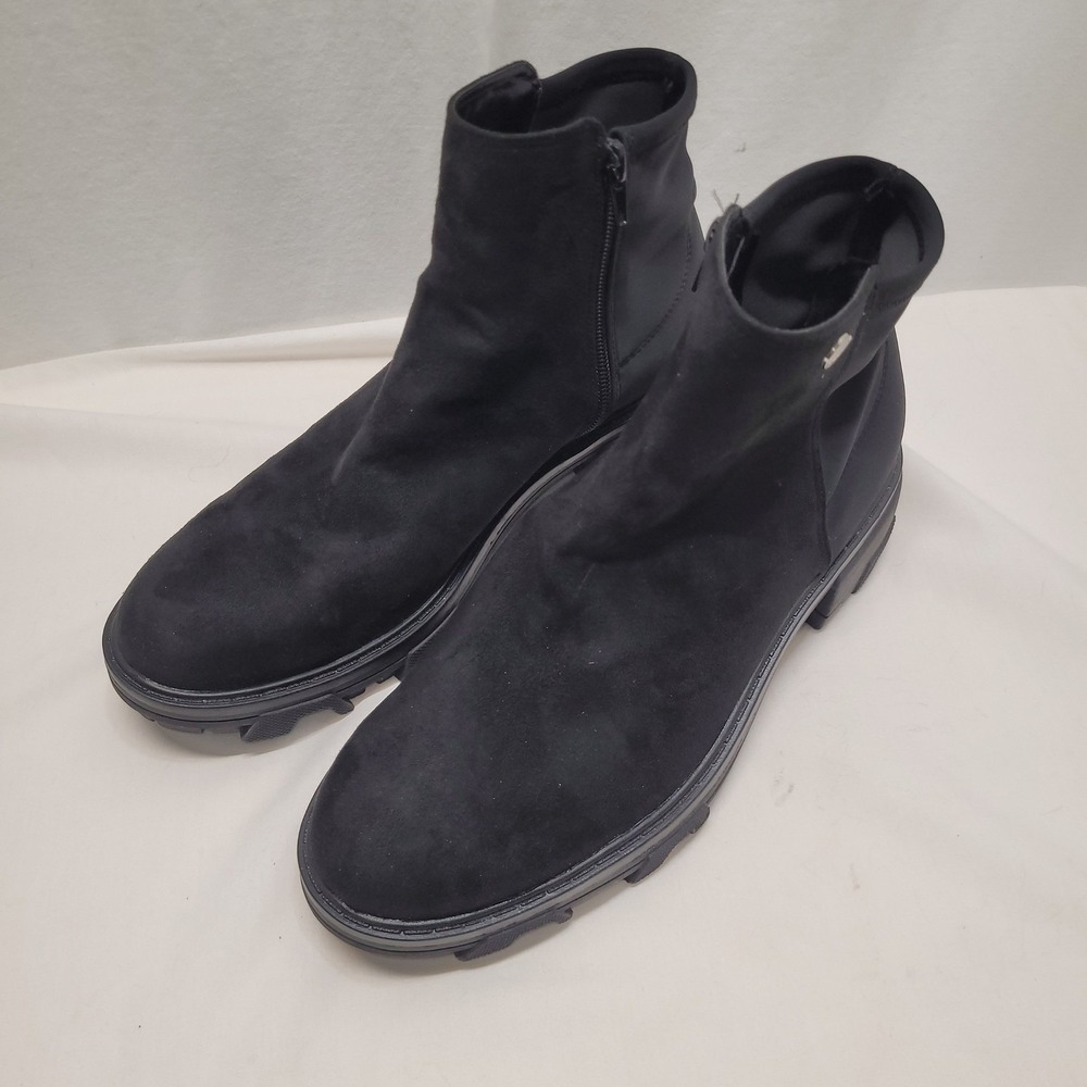 Unisa UNWYNDI-R Womens Black Textile Lug Sole Side Zip Ankle Boots Size 9.5M